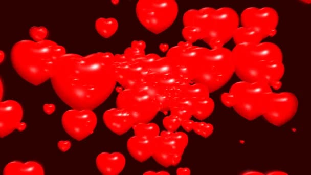 Corazones Amor Símbolo Romántico Rojo — Vídeo de stock