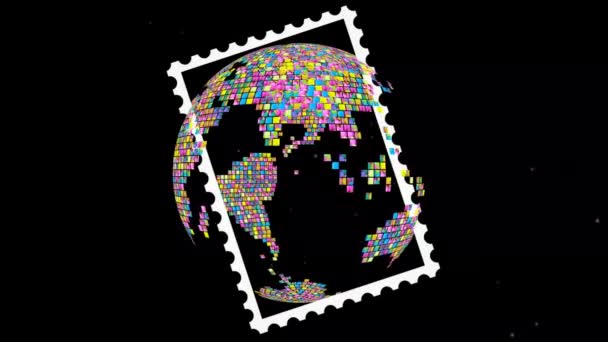 Razítko Poštovní Země Design Globe — Stock video