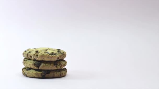 Zastavení Pohybu Zábavy Čokoládové Lupínky Cookies — Stock video