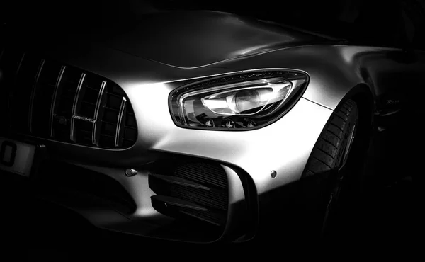 Headlight Modern Mercedes Benz Amg Gtr Sports Car — Stock Photo, Image