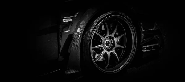 Front Wheel Modified Mitsubishi Evo Sports Car — Stock Photo, Image