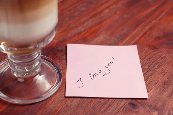 Note Words Love You Cup Cappuccino — Stock Photo, Image