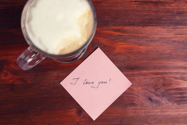 Note Words Love You Cup Cappuccino — Stock Photo, Image