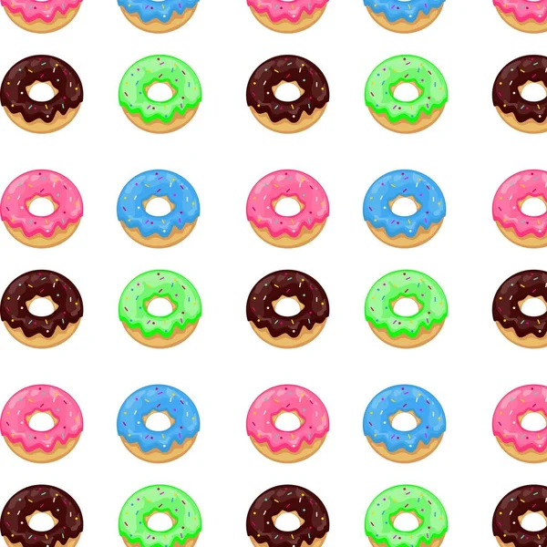 Pattern Sweet Colorful Donuts — Stock Vector