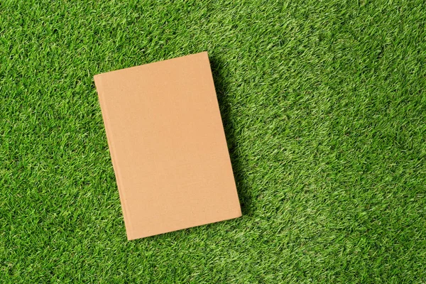 Old Book Green Grass Top View — Stock Photo, Image