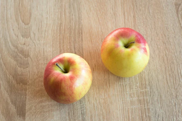 Ripe Apples Wooden Background Top View — Stock Photo, Image