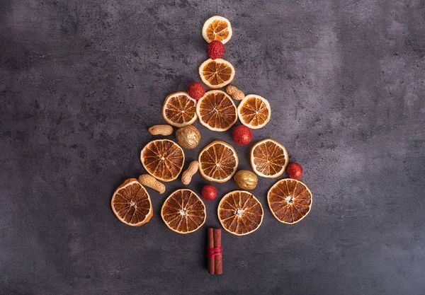 Forma Dell Albero Natale Sulla Tavola Strutturata — Foto Stock