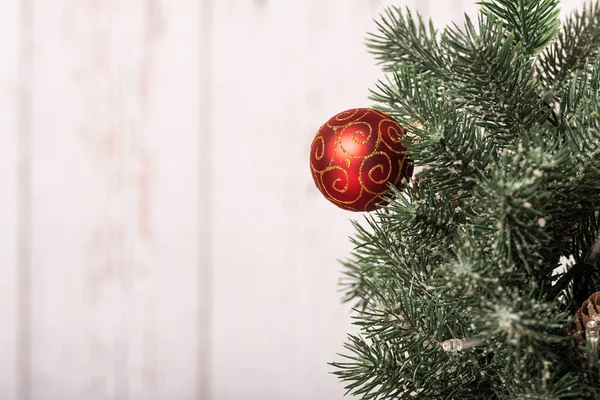 Árbol Navidad Sobre Fondo Madera — Foto de Stock