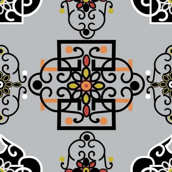 Векторная иллюстрация традиционных символов и орнаментов. Бесшовный повторяющийся шаблон . — стоковый вектор