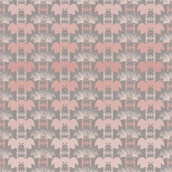 Vektor-Illustration verschiedener Schattierungen von rosa und grauen fröhlichen Schweinegesichtern — Stockvektor