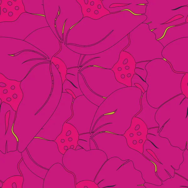 Bezszwowe ilustracja wektor wesoły jasne różowe i pomarańczowe kwiaty maku. — Wektor stockowy