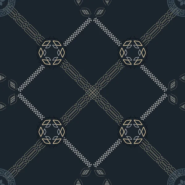 Guld Silver Mandala och kedja Hexagon sömlösa mönster Illustration — Stock vektor