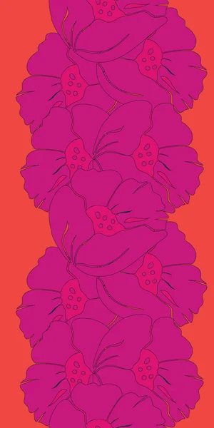 Bezszwowe ilustracja wektor wesoły jasne różowe i pomarańczowe kwiaty maku. — Wektor stockowy