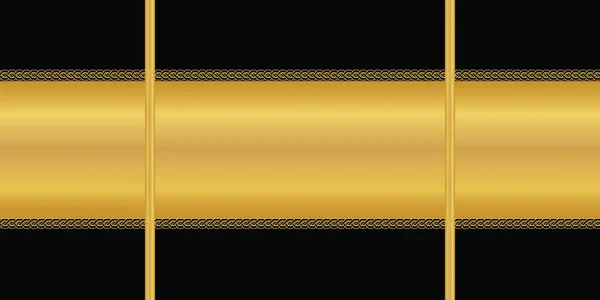 Patrón sin costura vectorial. Raya dorada horizontal, ornamento Art deco sobre fondo negro. Fondos de pantalla, papel de embalaje, impresión textil . — Archivo Imágenes Vectoriales