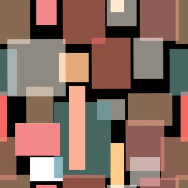 stilize, katmanlı dikdörtgenler ve İskoç şalılar çizimi.