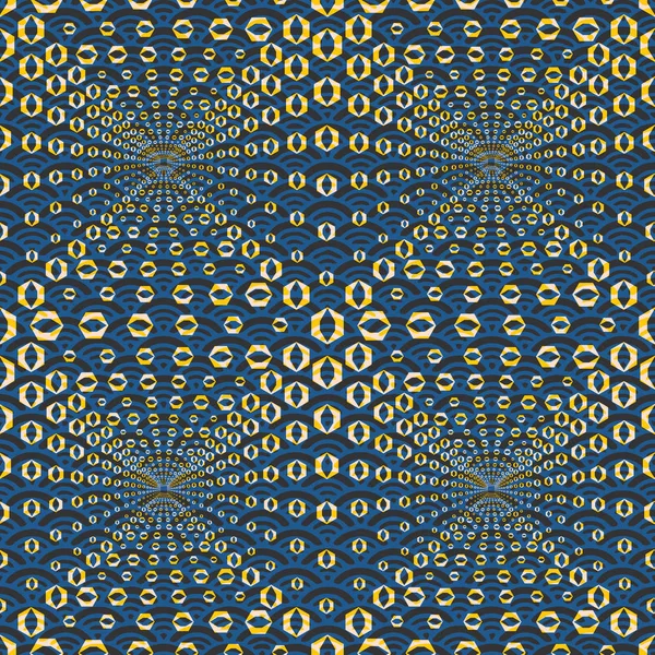 Ilustración de patrón sin costura abstracta de azulejos de ilusión óptica hexagonal — Vector de stock