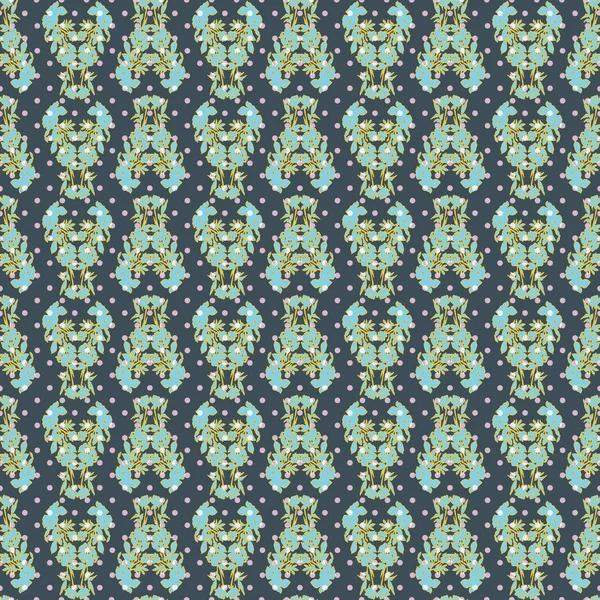 Motif floral sans couture avec tulipes, coquelicots et lis. Impression vectorielle complexe en bleu, aqua, rose et jaune . — Image vectorielle