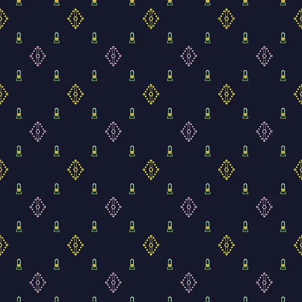 Illustratie van Lacy ruitjes en gespen in geometrische patroon. — Stockvector