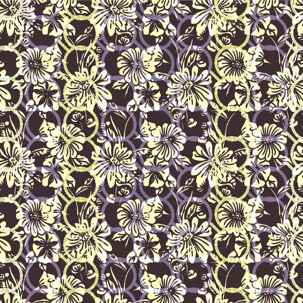 Florales nahtloses Muster mit abstrakten Blättern, Blumen, Petunien — Stockvektor