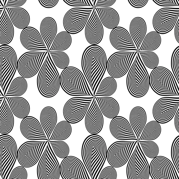 Vektor illustration av svarta och vita Linoklippta blommor. — Stock vektor