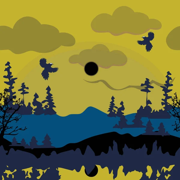 Paisaje de montaña Ilustración — Vector de stock