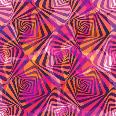 Çarpık Rhombuses, Dalgalar Ve Eğri Çizgili Vektör İllüstrasyon