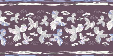 Kuşlar, blue jay, Şahin ve bulutlar çizimi.