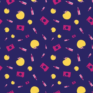 Okul malzemelerinin vektör illüstrasyonu.