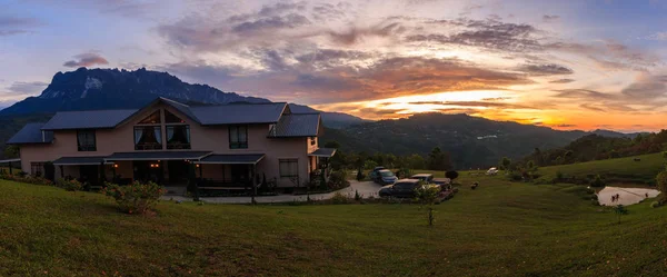 Increíble Momento Salida Del Sol Con Vista Monte Kinabalu Desde — Foto de Stock