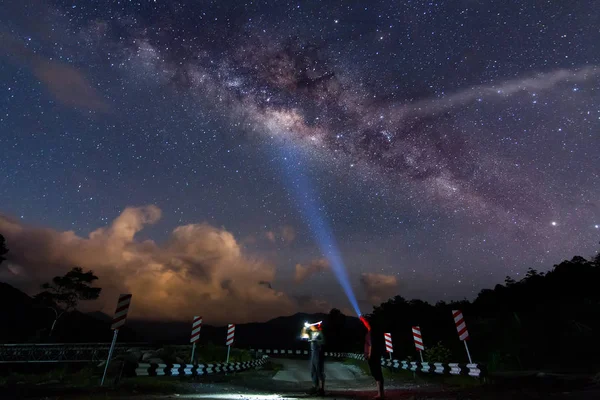 Amazing beautiful of night sky Milky Way Galaxy , Beautiful Milky Way galaxy at Borneo, Long exposure photograph, with grain.Image contain certain grain or noise and soft focus.