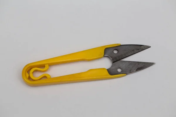 Small Yellow Tailor Scissors Isolated White — Stock Photo, Image