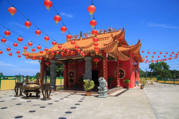 Schöner Chinesischer Tempel Mit Roter Laterne Zum Chinesischen Neujahrsfest Mit — Stockfoto