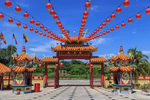 Schöner Chinesischer Tempel Mit Roter Laterne Zum Chinesischen Neujahrsfest Mit — Stockfoto