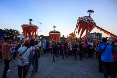 Semporna Sabah, Malezya-Nisan, 2017 yaklaşık: Lepa-Lepa denilen renkli ve güzel geleneksel Bajau tekne dekore Festivali Regatta Lepa Samporna sırasında.
