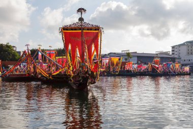 Semporna Sabah, Malezya-Nisan, 2017 yaklaşık: Lepa-Lepa denilen renkli ve güzel geleneksel Bajau tekne dekore Festivali Regatta Lepa Samporna sırasında.
