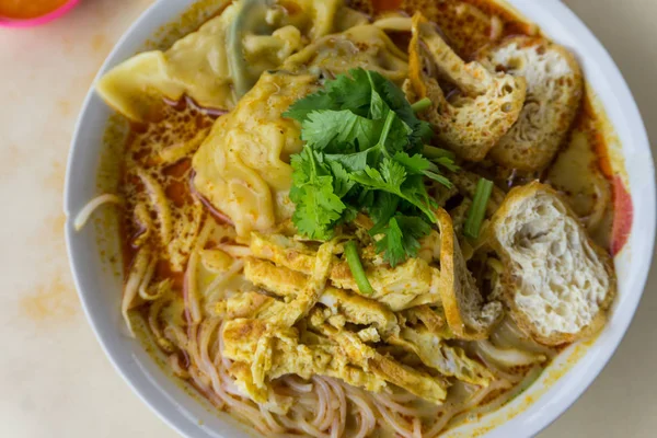 Sopa Macarrão Sarawak Laksa Deliciosa Famosa — Fotografia de Stock