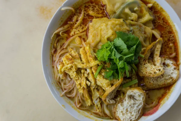 Deliciosa Famosa Sopa Fideos Sarawak Laksa —  Fotos de Stock