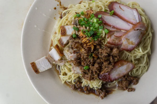 Sarawak Comida Chinesa Famosa Local Kolo Mee Com Carne Porco — Fotografia de Stock