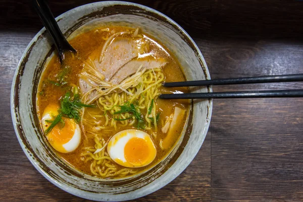 Semangkuk Ramen Tradisional Paling Terkenal Hokkaido — Stok Foto