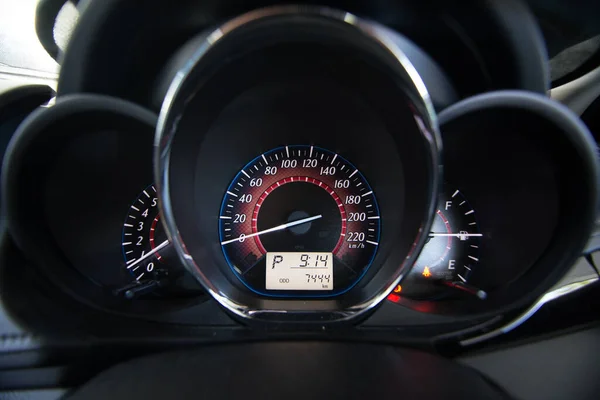 Car meter, Speedometer in car, fuel, black background, auto.Selective focus.