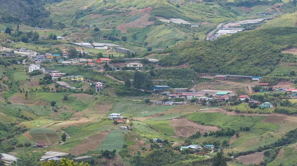 Natura Altopiano Verde Vista Paesaggio Della Città Kundasang Sabah Malesia — Foto Stock