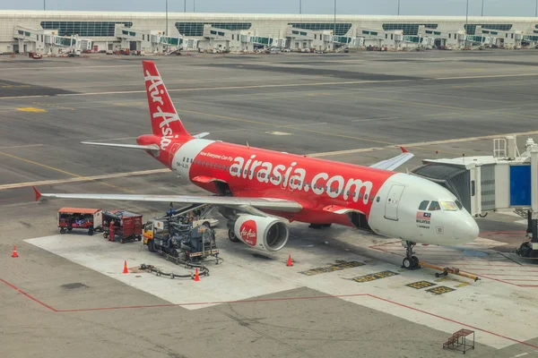 Kuala Lumpur Malajsie Května 2017 Letadlo Společnosti Air Asia Zaparkované — Stock fotografie