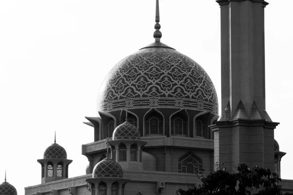 Schöne Architektur Der Putrajaya Moschee Malaysia Schwarz Weiß — Stockfoto