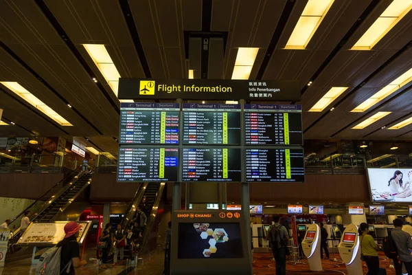 Singapore Dec 2016 Den Stora Och Fullständiga Detaljerna Flyginformationstavlan Changi — Stockfoto