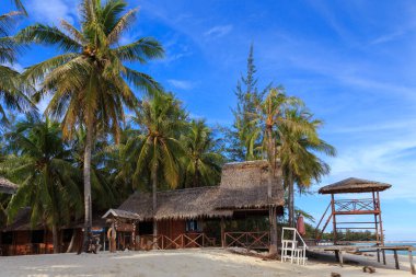 Mantanani Adası, Sabah, Malezya-CIRCA SEPTEMBER, 2017: Mantanai Adası 'nın güzel manzarası, Sabah, Borneo. Mantanai Adası Sabah 'ın en ünlü turist ve dalış adasıdır..