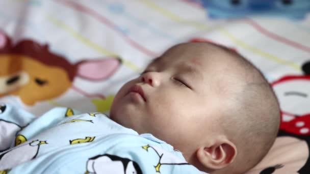 Adorável Bonito Asiático Chinês Bebê Menino Dormindo — Vídeo de Stock