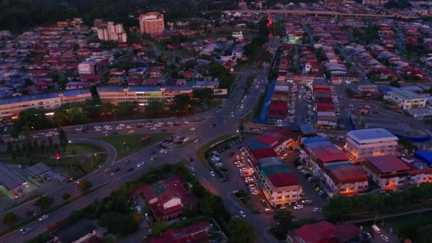 Filmagem Aérea Estilo Vida Local Habitação Residencial Durante Pôr Sol — Vídeo de Stock