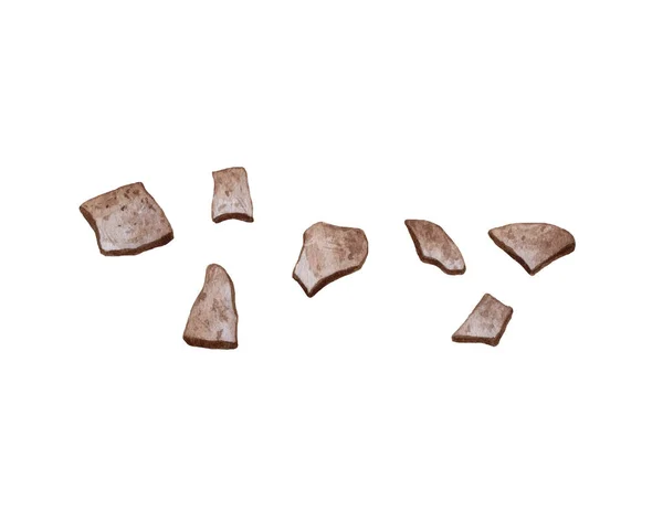 Beyaz arka plan üzerinde izole suluboya çikolata parçaları. 