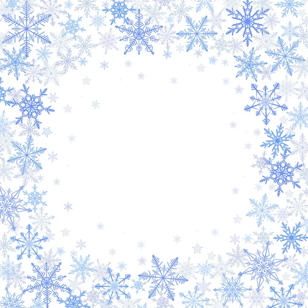 Winter Frame Blue Snowflakes White Background Cold Weather Winter Symbols — Stock Vector