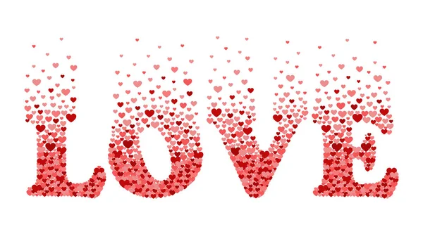 Palabra "Amor" hecha de corazones de coral. Símbolo de San Valentín — Vector de stock